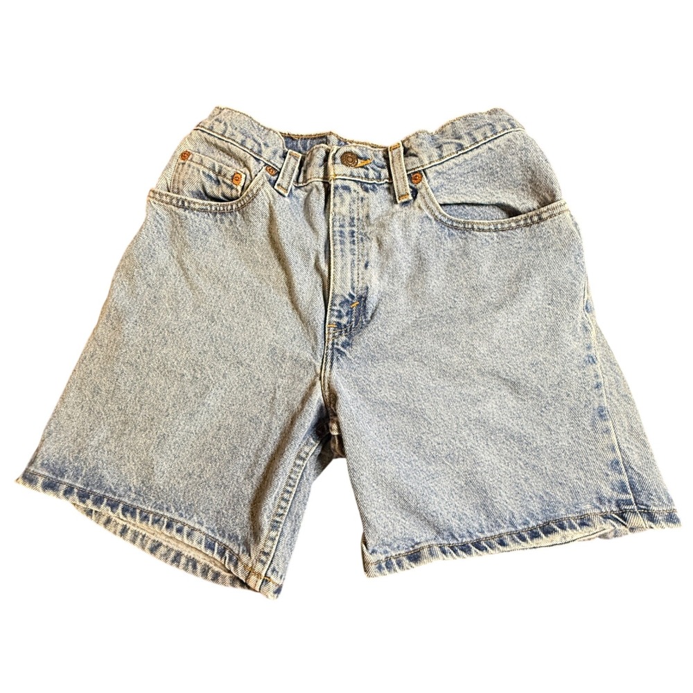 Vintage Levis 550 Relaxed Fit Denim Shorts Light Wash Made in USA Size 7 Juniors